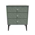 Ready Assembled Pixel 3 Drawer Chest In Reed Green