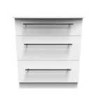 Ready Assembled Beverley 3 Drawer Deep Chest In White Ash