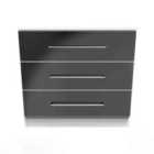 Ready Assembled Worcester 3 Drawer Chest In Black Gloss & White