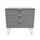 Ready Assembled Linear 3 Drawer Chest In Dusk Grey