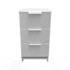 Ready Assembled Plymouth 3 Drawer Bedside Cabinet In Uniform Grey Gloss & White