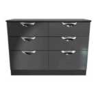 Ready Assembled Camden 6 Drawer Wide Chest In Black Gloss