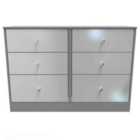 Ready Assembled Padstow 6 Drawer Wide Chest In Uniform Grey Gloss & Dusk Grey