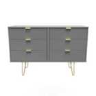 Ready Assembled Linear 6 Drawer Chest In Dusk Grey