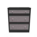 Ready Assembled Rattan 3 Drawer Deep Chest In Smooth Black
