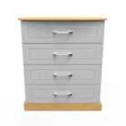 Ready Assembled Whitney 4 Drawer Chest In Grey Ash & Oak