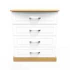 Ready Assembled Whitney 4 Drawer Chest In White Ash & Oak