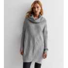 Cameo Rose Pale Grey Chevron Knit Roll Neck Jumper