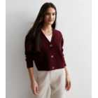 Burgundy Knit Button Front Cardigan