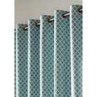 Wold Eyelet Ring Top Curtains Teal 167cm x 183cm