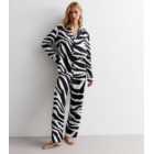 White Revere Pyjama Set with Zebra Print