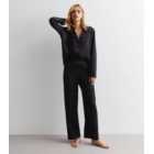 Black Revere Satin Trouser Pyjama Set