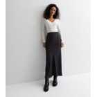 Tall Black Satin Bias Cut Maxi Skirt