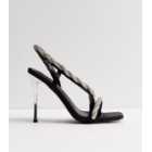 Public Desire Black Diamanté Stiletto Heel Sandals