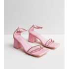 Public Desire Pink Diamanté 2 Part Block Heel Sandals