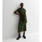 Tall Green Abstract Print Midaxi Shirt Dress