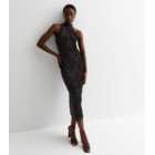 Tall Black Velvet Sequin Halter Neck Midaxi Dress