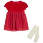 M&S Christmas Spot Dress, 0 Months-3 Years, Red