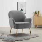 Livingandhome Modern Single Sofa Armchair with Gold-Plated Feet Grey