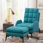 Livingandhome Modern Leisure Arm Chair with Footstool Metal Legs Green