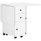 HOMCOM Folding Dining Table, Drop Leaf Table With Storage Drawers White
