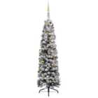 Berkfield Slim Artificial Christmas Tree with LEDs&Ball Set Green 210 cm