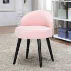 Living and Home Modern Velvet Dressing Table Stool With Solid Wood Legs Pink