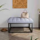 Living and Home Square Linen Footstool With Metal Frame Grey