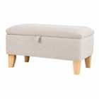 Living and Home Linen Upholstered Storage Ottoman Footstool Beige