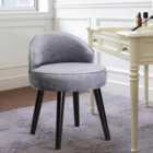 Living and Home Modern Velvet Dressing Table Stool With Solid Wood Legs Grey