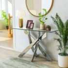 Living and Home X Base Modern And Futuristic Clear Glass Top Coffee End Table