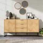 Living and Home Retro Modern 3 Drawers Wooden Side Cabinet Brown