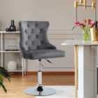 Living and Home Modern Velvet Upholstered Adjustable Bar Stool With Polished Chrome Base Grey