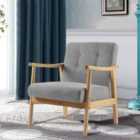 Living and Home Modern Wood Frame Upholstered Armchair Grey