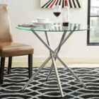 Living and Home X Base Tempered Glass Crossover Round Dining Table