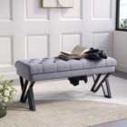 Livinandhome Mid Century Metal Upholstered Bench Grey