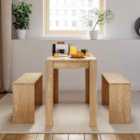 Living and Home Modern Dining Room Table And Benches Set 3 Piece Brown