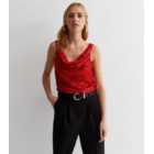Gini London Red Sequin Cowl Neck Top