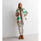 Green Check Brushed Tassel Scarf