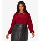 Apricot Curves Burgundy Bow Detail Top