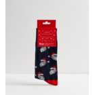 Navy Cool Santa Print Socks
