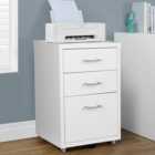 Living and Home White 3 Tier Vertical File Cabinet with Wheels