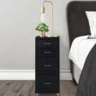 Living and Home Black 4 Tier Vertical File Cabinet with Wheels