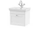 Nuie Classique Wall Hung 1-Drawer Unit & Basin with 1 Tap Hole - Satin White