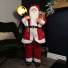 1.1m Red Standing Santa Claus Indoor Decoration with Present and Green Sack