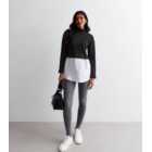 Black Cable Knit High Neck 2-in-1 Jumper