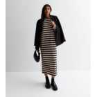Black Stripe Long Sleeve Midaxi Dress