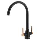 Living and Home Rose Gold Twin Lever Kitchen Tap