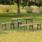 Living and Home 4 Seater Rustic Fir Wood Folding Table Set Brown