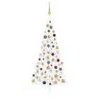 Berkfield Artificial Half Christmas Tree with LEDs&Ball Set White 180 cm